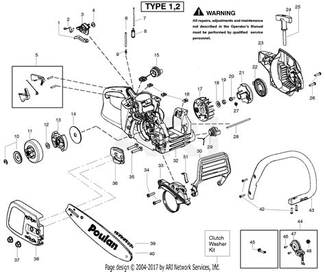 poulan p gas chain  type  parts diagram  handle type