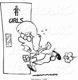 Cartoon Bathroom Girl Rushing Coloring Little Vector Outline Restroom Vecto Rs Leishman Ron Royalty Lace Race Via sketch template
