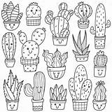 Cactus Kawaii Doodle Premium Plant Vector Set sketch template