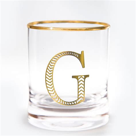 qualia monogrammed letter g double old fashioned glasses