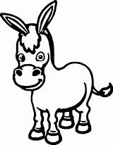 Donkey Cartoon Cute Coloring Outline Clipart Pages Clipartmag Kids Printable Animals Baby sketch template