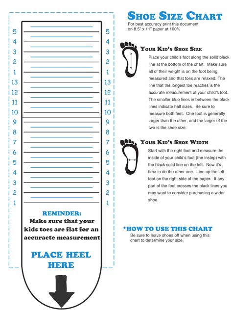 measurement guide shoe size chart kids toddler shoe size chart size