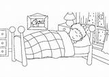 Coloring Bed Sleeping Going Pages Printable sketch template