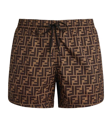 fendi fun fur swim shorts  brown  men lyst