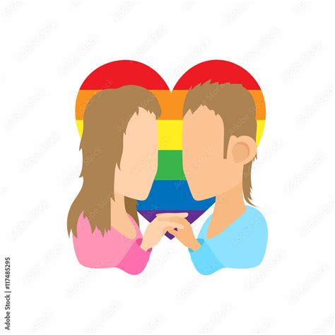 Two Girls Lesbians Icon In Cartoon Style Isolated On White Background