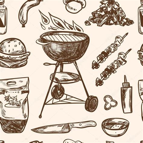 znalezione obrazy dla zapytania grill sketch   draw hands seamless patterns hand drawn