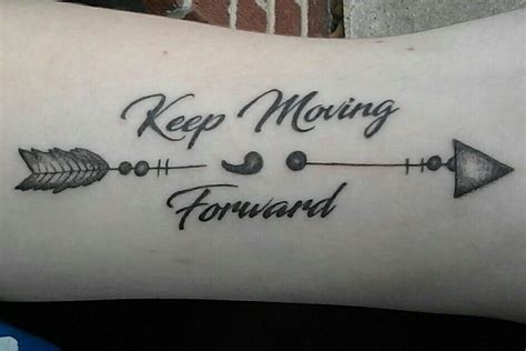 Keep Moving Forward Semi Colon And Arrow Tattoo