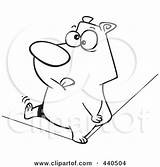 Nervous Cartoon Rope Tight Walking Bear Toonaday Royalty Outline Illustration Rf Clip Clipart sketch template