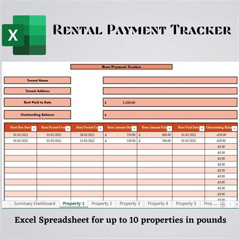 rent payment ledger excel landlord rent payment tracker  pounds
