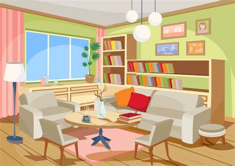 vector vector illustration   cozy cartoon interior   home