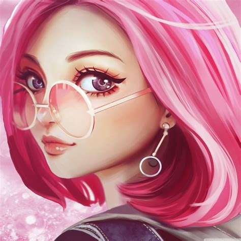 tablet  pink hair girl art  hd wallpaper backgrounds