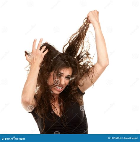 pretty woman  wild hair stock photo image