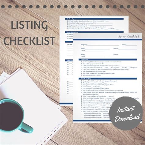 real estate listing checklist digital  etsy