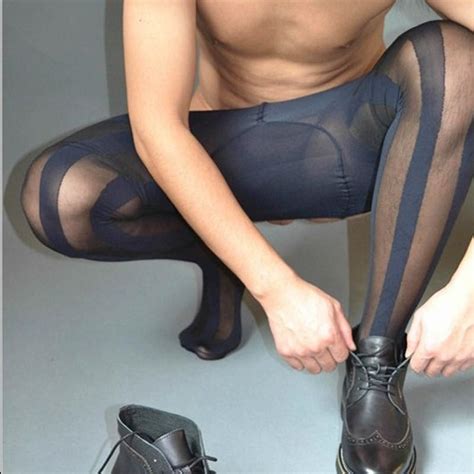 2015 sexy pantyhose for men ultra thin wide stripe solid