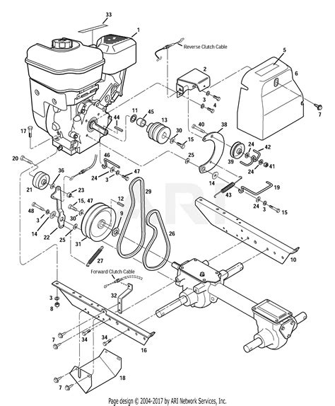 troy bilt   hp super bronco parts diagram  engine engine brackets  belt drive systems