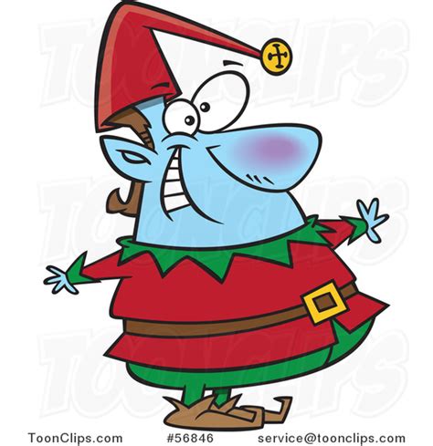 cartoon blue fat christmas elf   ron leishman