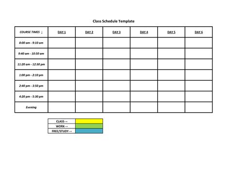 images   printable class schedule template  sample