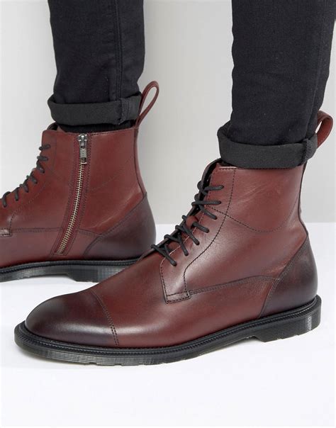 dr martens leather winchester  eye zip boots  red  men lyst