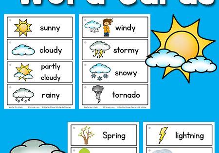 weather picture word cards weather cards  words