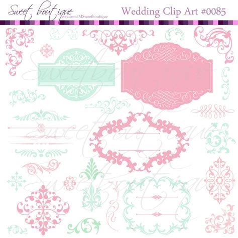 mint and rose wedding digital frames clip art clipart