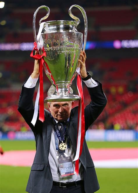 jupp heynckes  head coach manager  bayern munich   uefa champions league trophy