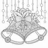 Coloring Christmas Bells Adult Pages Mandala Printable Sheets Etsy sketch template