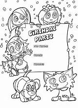 Invitation Birthday Coloring Party Invitations Card Pages Kids Animals Cards Color Drawing Print Kid sketch template
