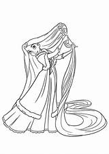 Rapunzel Coloring Pages Hair Her Comb Disney Tangled Jacey Princess sketch template