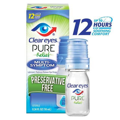 clear eyes pure relief preservative  eye drops multi symptom