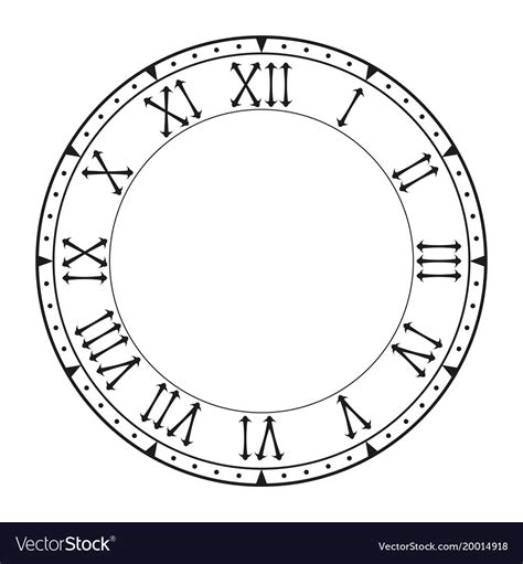 Clock Face Black Blank Clock With Roman Numerals Vector Image