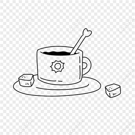 Coffee Stick Figure Black And White Line Coffee Doodle Png