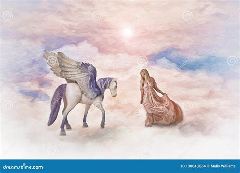 Pegasus And Woman Stock Illustration Illustration Of Graphic 138043864