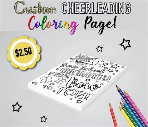 custom cheerleading coloring pageteam coloring cheer etsy