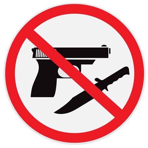 No Weapon Allowed Prohibited Sign Custom Designed Illustrations