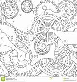 Gears Drawing Gear Steampunk Mechanical Coloring Cogs Pages Texture Seamless Pattern Adult Cogwheel Clocks Tattoo Stencil Dreamstime Patterns Drawings Sketch sketch template