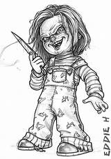 Chucky Drawing Doll Horror Drawings Scary Halloween Tattoo Sketch Movie Cartoon Deviantart Coloring Tattoos Eddieholly Characters Pencil Bride Desenhos Draw sketch template