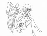 Anime Angel Coloring Pages Praying Girl Color Template Kids Getcolorings Sketch sketch template