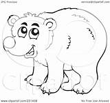 Bear Outline Coloring Happy Clipart Illustration Royalty Visekart Rf Background sketch template