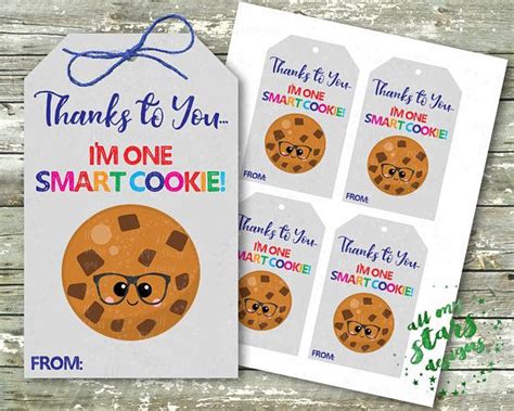 printable    im  smart cookie tag instant