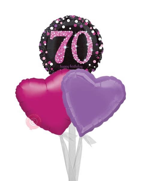 Personalised 70 Pink Celebration 70th Happy Birthday Balloons
