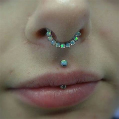 A Womans Nose With An Opal Piercing