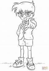 Conan Detective Coloring Pages Color Anime Manga Cartoon Kudo Drawing Drawings Boys sketch template