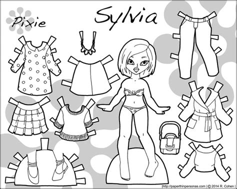 sylvia pixie paper doll bw paper dolls printable paper dolls paper