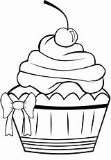 Cupcake Coloring Cute Birthday Pages Clipart Cupcakes Cookie sketch template