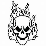 Skull Coloring Pages Flaming Skulls Flames Fire Pirate Drawing Crossbones Heart Colouring Printable Color Bones Tutorial Draw Halloween Template Sugar sketch template