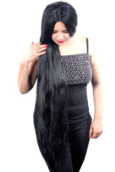 31 inch indian hi long women black hair wig straight long indian style