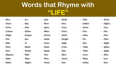 life rhyme words words  rhyme  life engdic