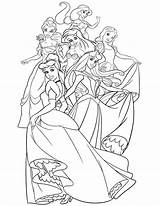 Disney Coloring Pages Princesses Together Princess Color Getdrawings sketch template