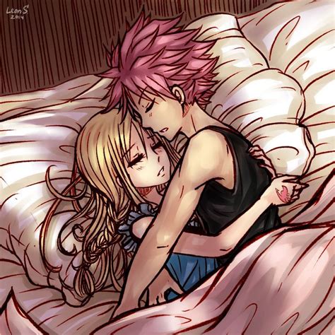 natsu and lucy warm bed casal anime anime fairy tail