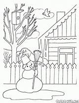 Snowman Melting Pory Roku Kolorowanki Colorkid Scioglie Wiosna Topi Kolorowanka Saisons Neve Stagioni Printemps Schmelzen Boneco Derrete sketch template